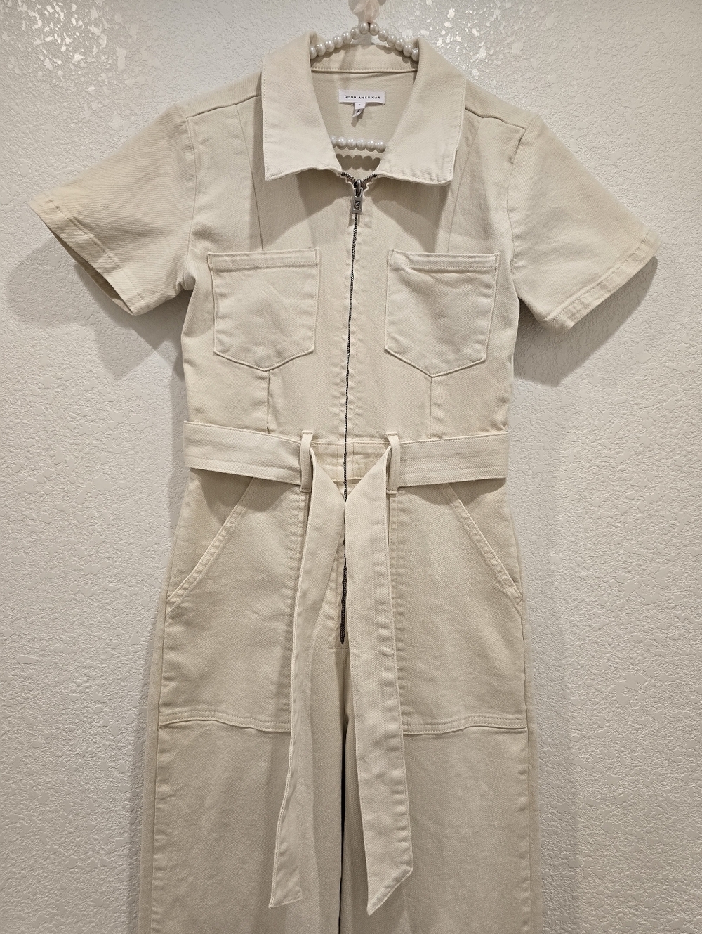Good American Day and Night Belted Jumpsuit Size 1=S In Bone001 - Picture 6 of 12